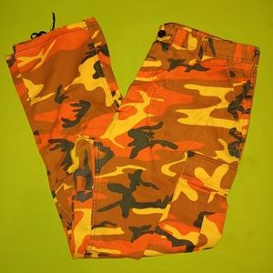 Orange Camo Print Pants